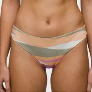 Prana Gemma Reversible Bikini Bottoms Waves Orange White Pink Green Size M